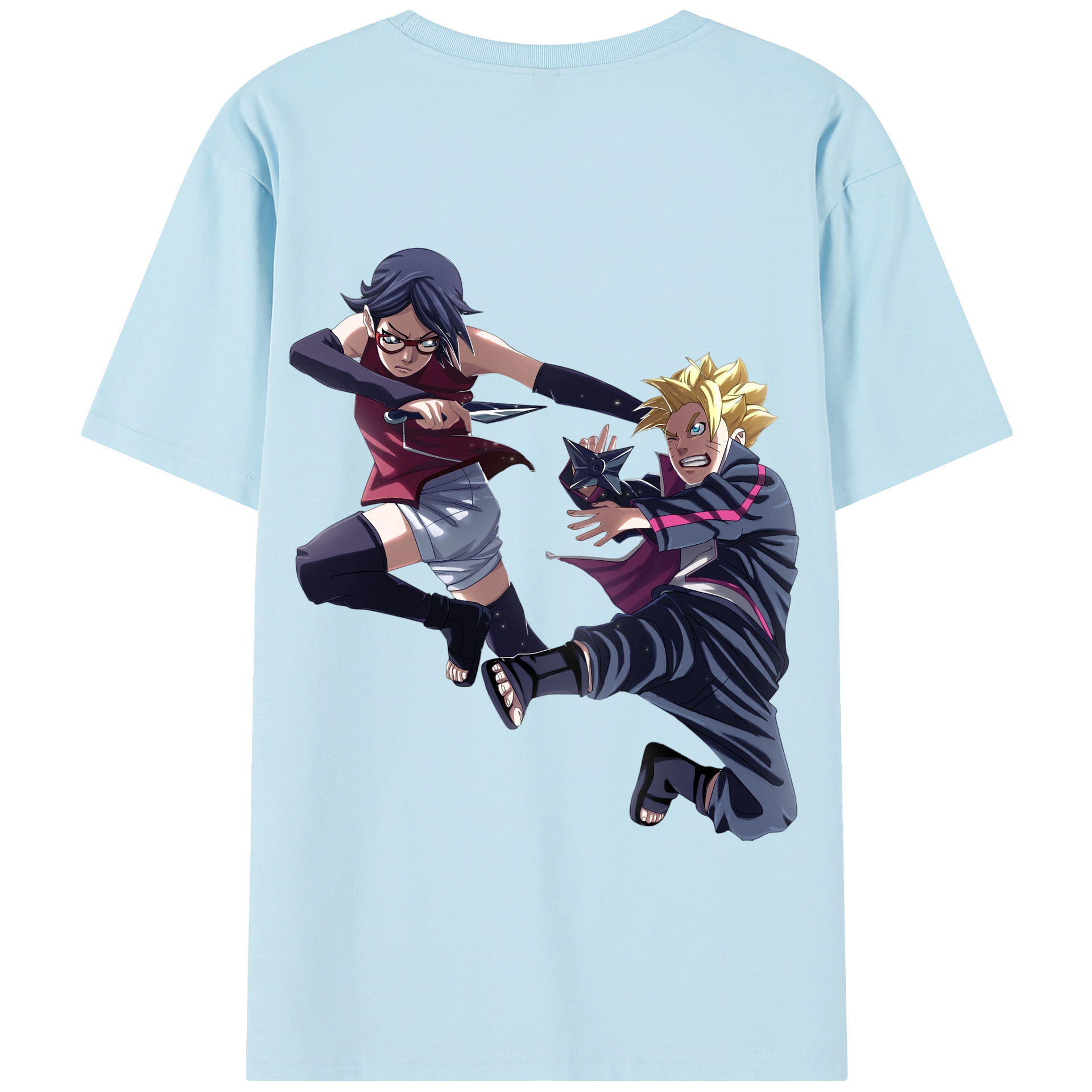 （画像用） NARUTO -ナルト- うちは サラダ Uchiha Sarada 綿100％半袖Tシャツ（背面プリント）